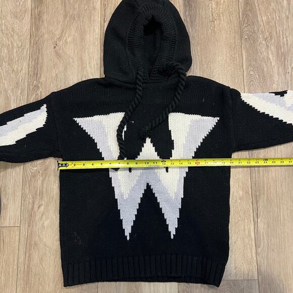 JW ANDERSON Women's Gothic Logo Chunky Knit Hoody Size XS In Black/Off White - Picture 6 of 11